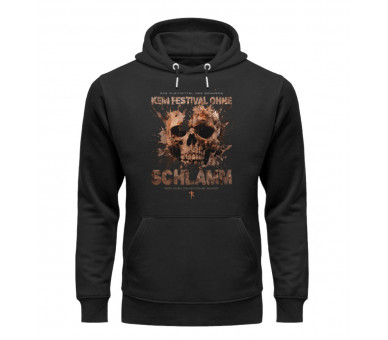 Kein Festival ohne Schlamm (auf schwarz) - Unisex Organic Hoodie