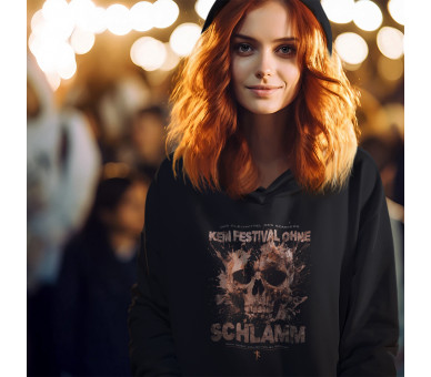 Kein Festival ohne Schlamm (auf schwarz) - Unisex Organic Hoodie