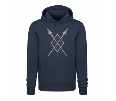 Gungnir - Speer und Rune Odins (auf dunkel) - Unisex Organic Hoodie 2.0 ST/ST