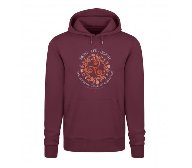 Triskele im Blätterring (auf dunkel) - Unisex Organic Hoodie 2.0 ST/ST