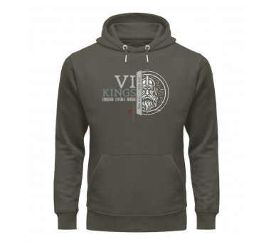 Vikings - Conqueror, Explorer, Warrior (EN - auf dunkel) - Unisex Organic Hoodie