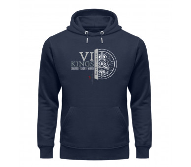 Vikings - Conqueror, Explorer, Warrior (EN - auf dunkel) - Unisex Organic Hoodie