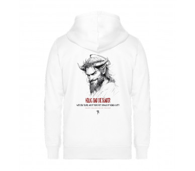 Jesus vs. Teufel - Heilig sind die Sünder (auf weiß) - Unisex Organic Zipper ST/ST