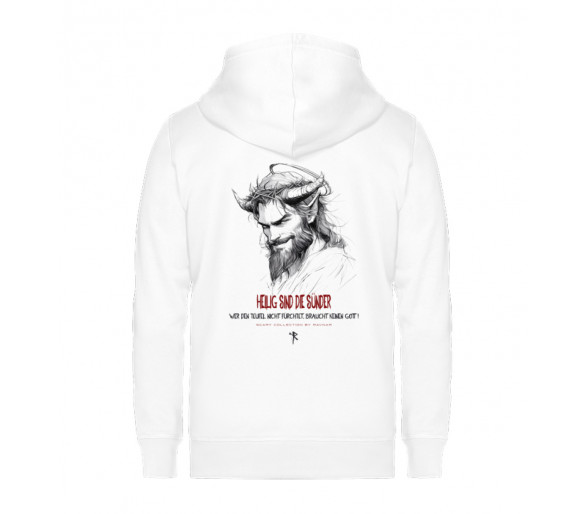 Jesus vs. Teufel - Heilig sind die Sünder (auf weiß) - Unisex Organic Zipper ST/ST