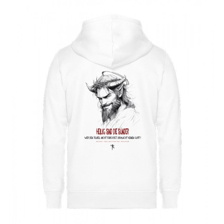 Jesus vs. Teufel - Heilig sind die Sünder (auf weiß) - Unisex Organic Zipper ST/ST