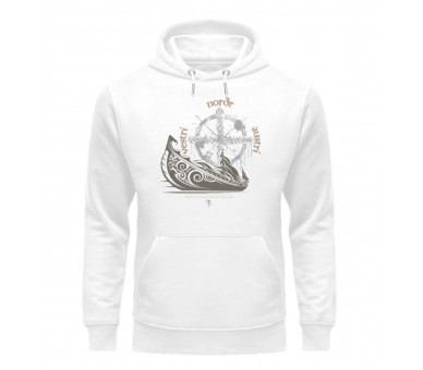 Langboot und Windrose (auf hell) - Unisex Organic Hoodie