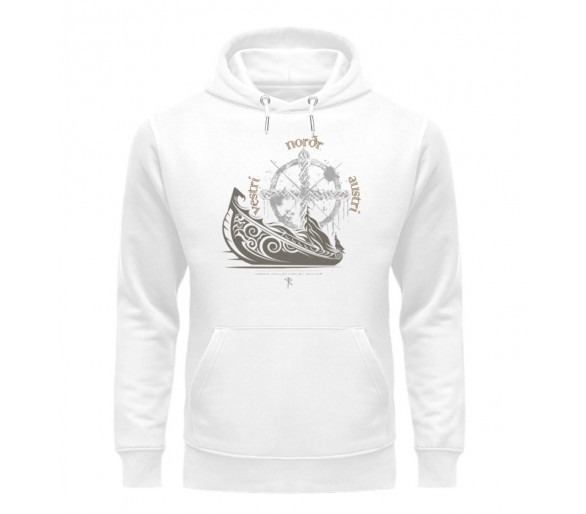 Langboot und Windrose (auf hell) - Unisex Organic Hoodie