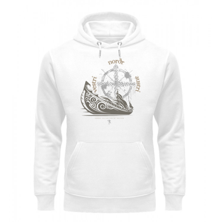 Langboot und Windrose (auf hell) - Unisex Organic Hoodie