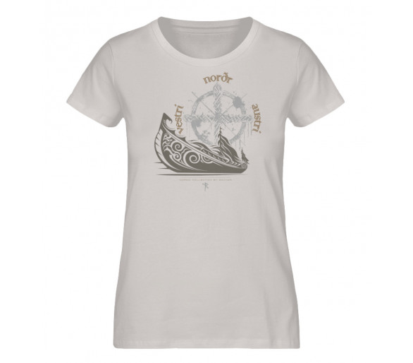 Langboot und Windrose (auf hell) - Damen Premium Organic Shirt